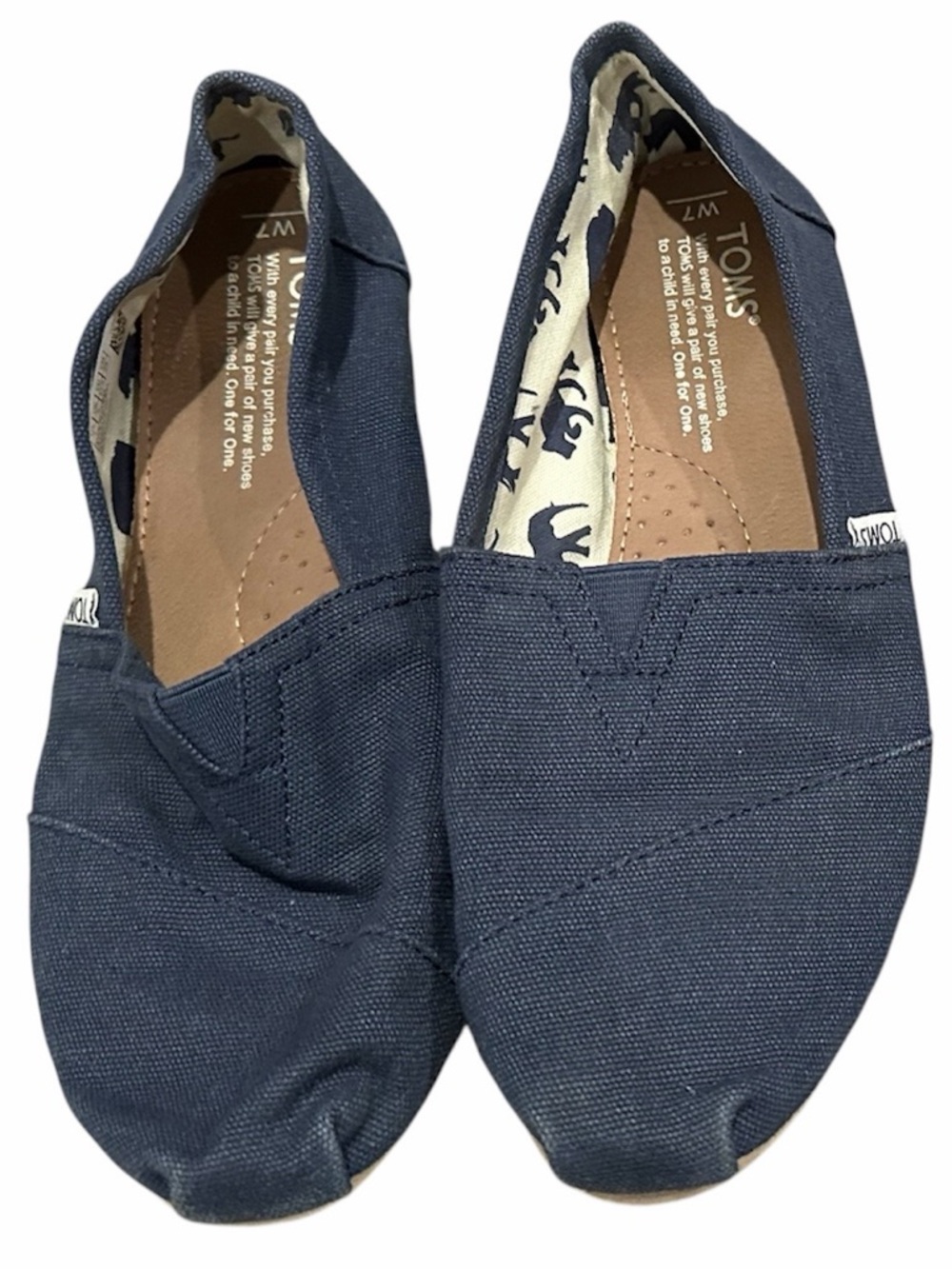 Women’s TOMS Navy Classic Alpargata Slip-On Flats Size 7